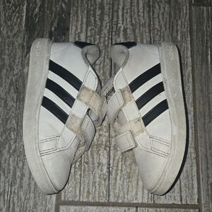Adidas Kids' White & Black Velcro Classic Sneakers